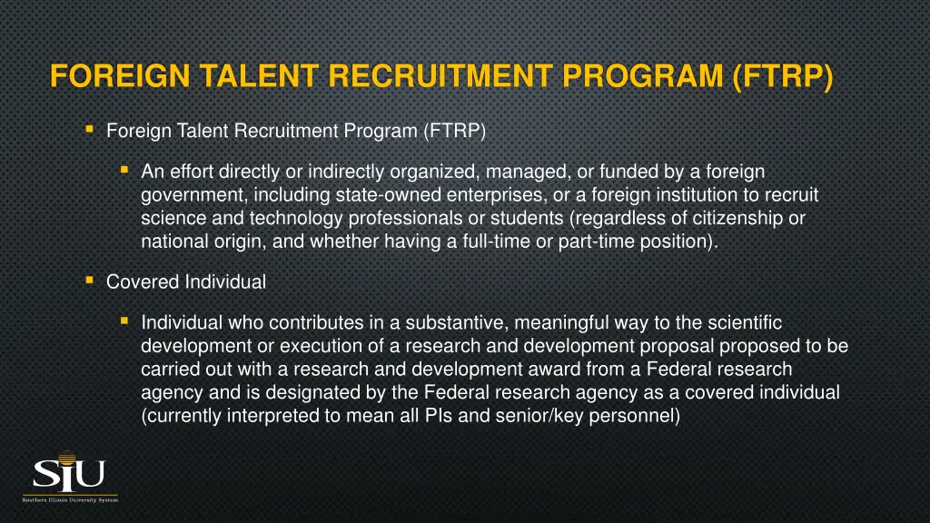 foreign talent recruitment program ftrp
