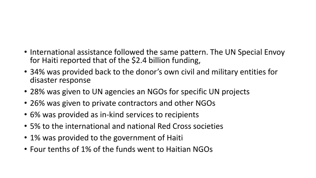 international assistance followed the same