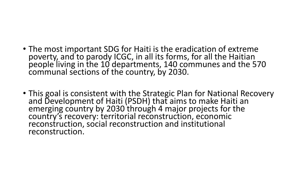 the most important sdg for haiti