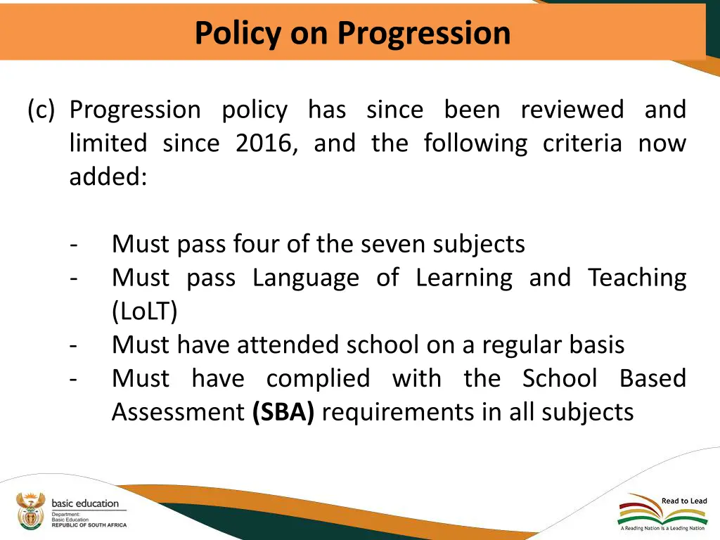 policy on progression 1