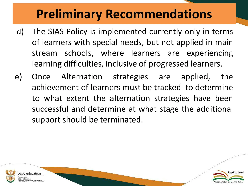 preliminary recommendations 1