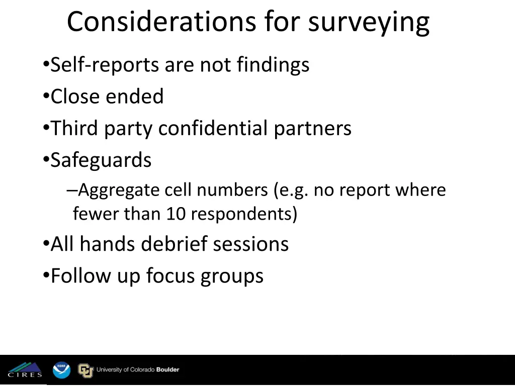 considerations for surveying
