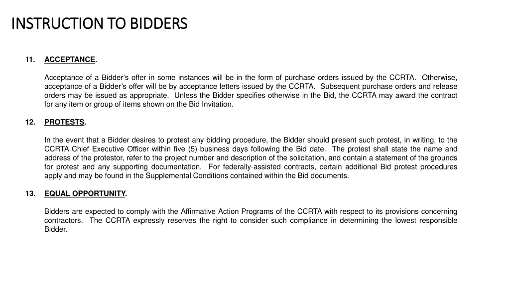 instruction instruction to bidders