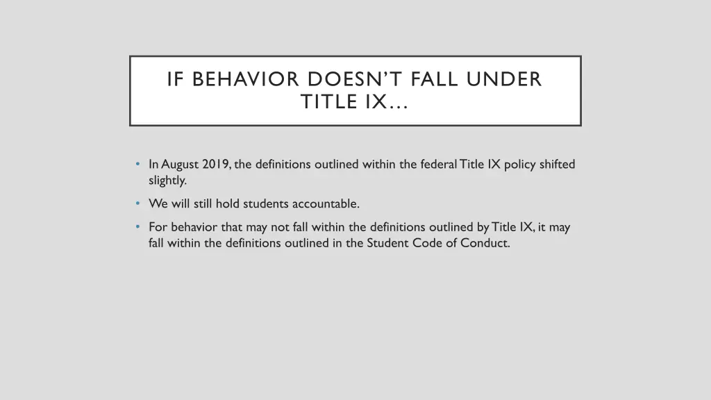 if behavior doesn t fall under title ix