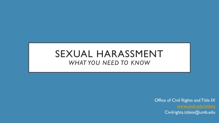 sexual harassment what you need to know