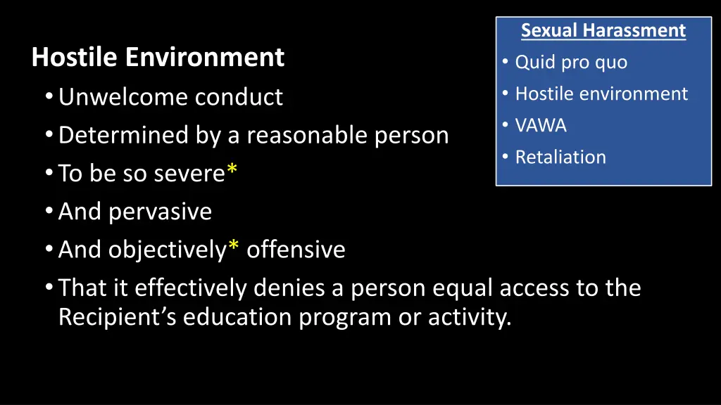 sexual harassment quid pro quo hostile