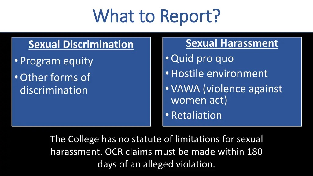 what to report what to report