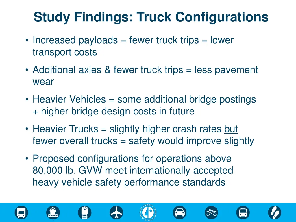 study findings truck configurations