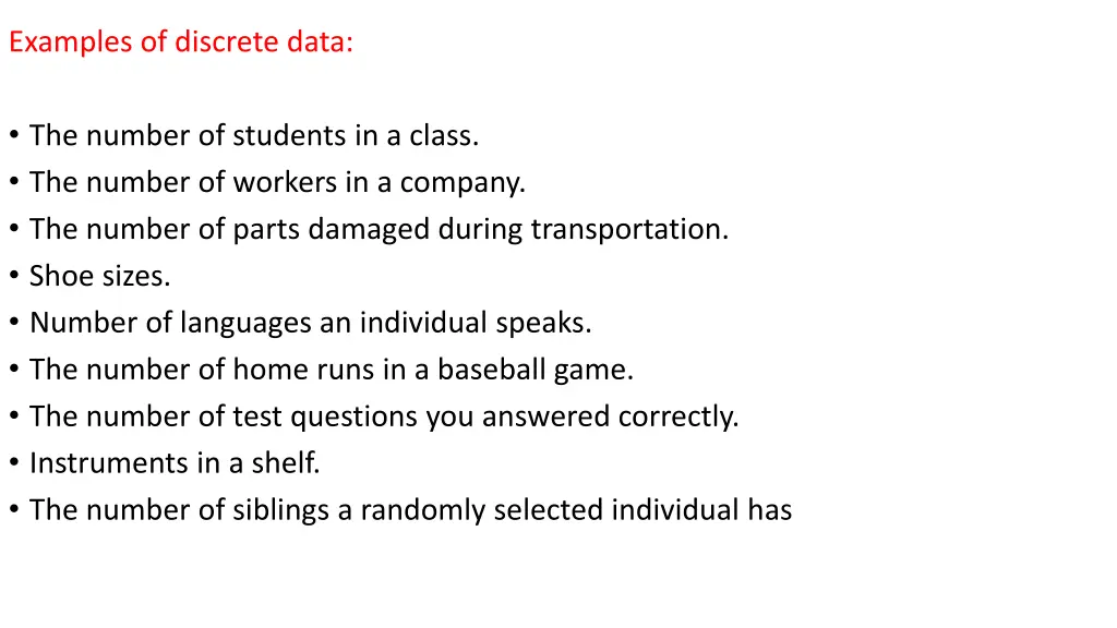 examples of discrete data
