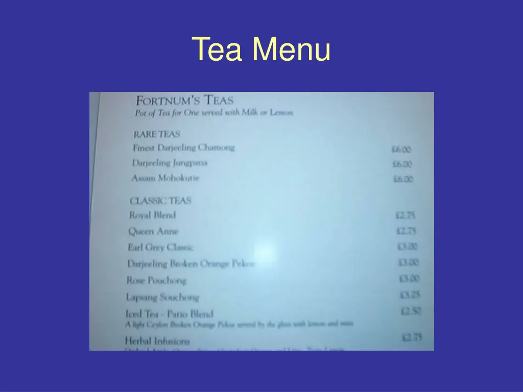 tea menu