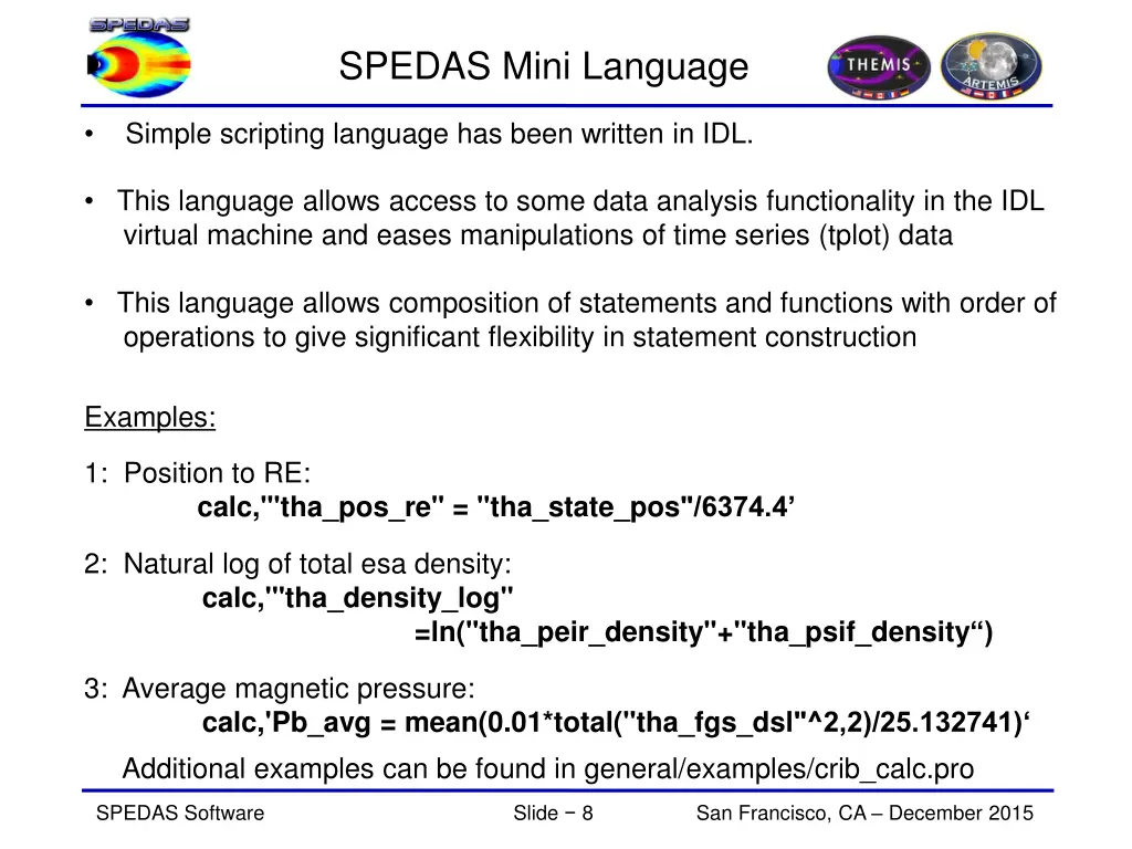 spedas mini language