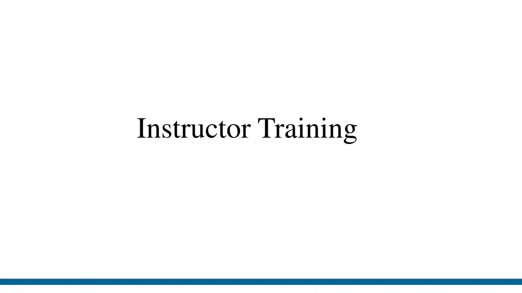 instructor training