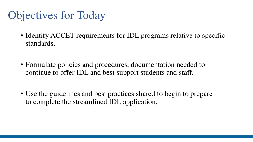 objectives for today