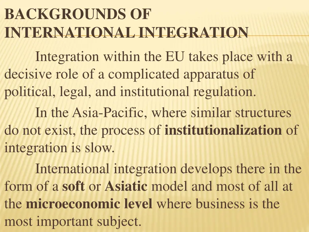 backgrounds of international integration 8