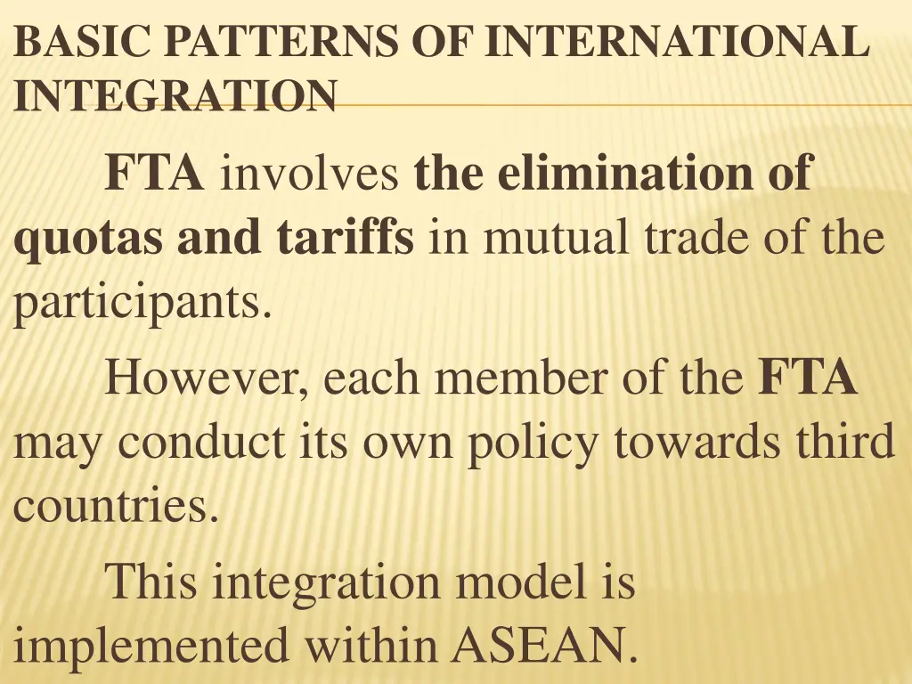 basic patterns of international integration 3