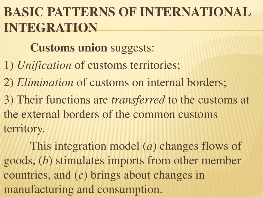 basic patterns of international integration 4