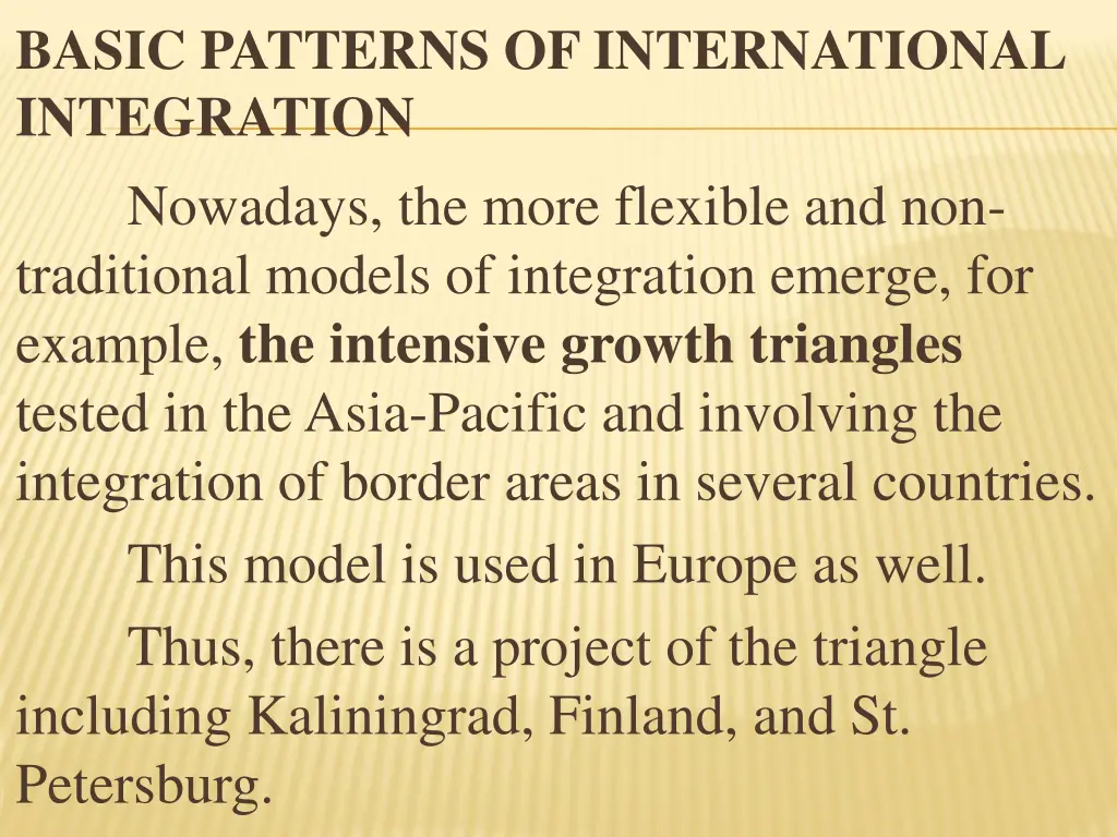 basic patterns of international integration 7