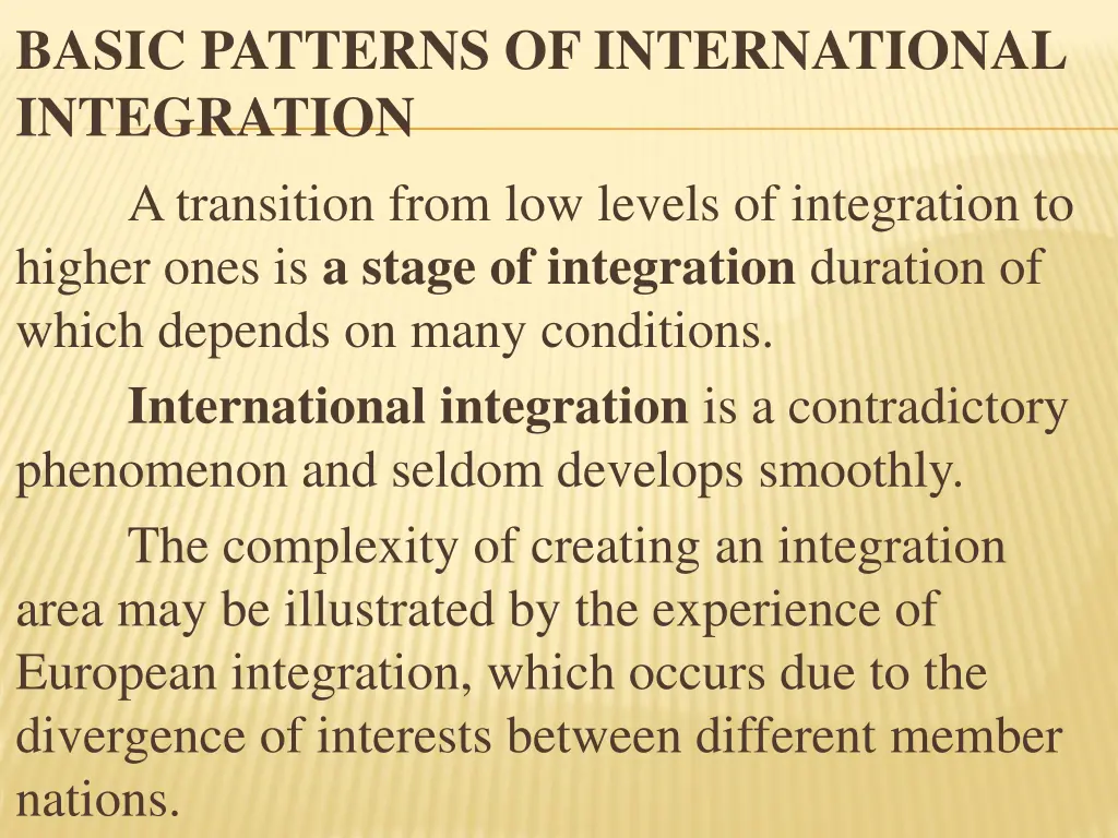 basic patterns of international integration 8