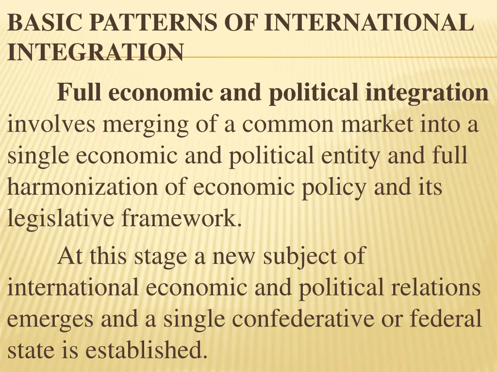 basic patterns of international integration full