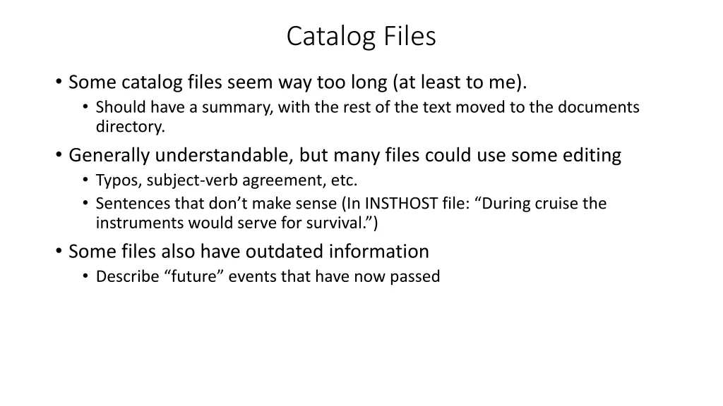 catalog files