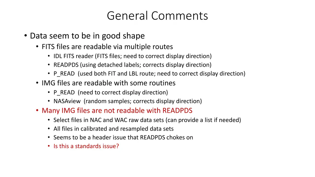 general comments