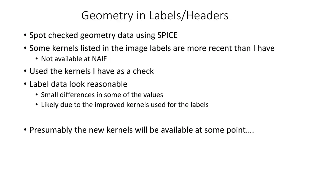 geometry in labels headers