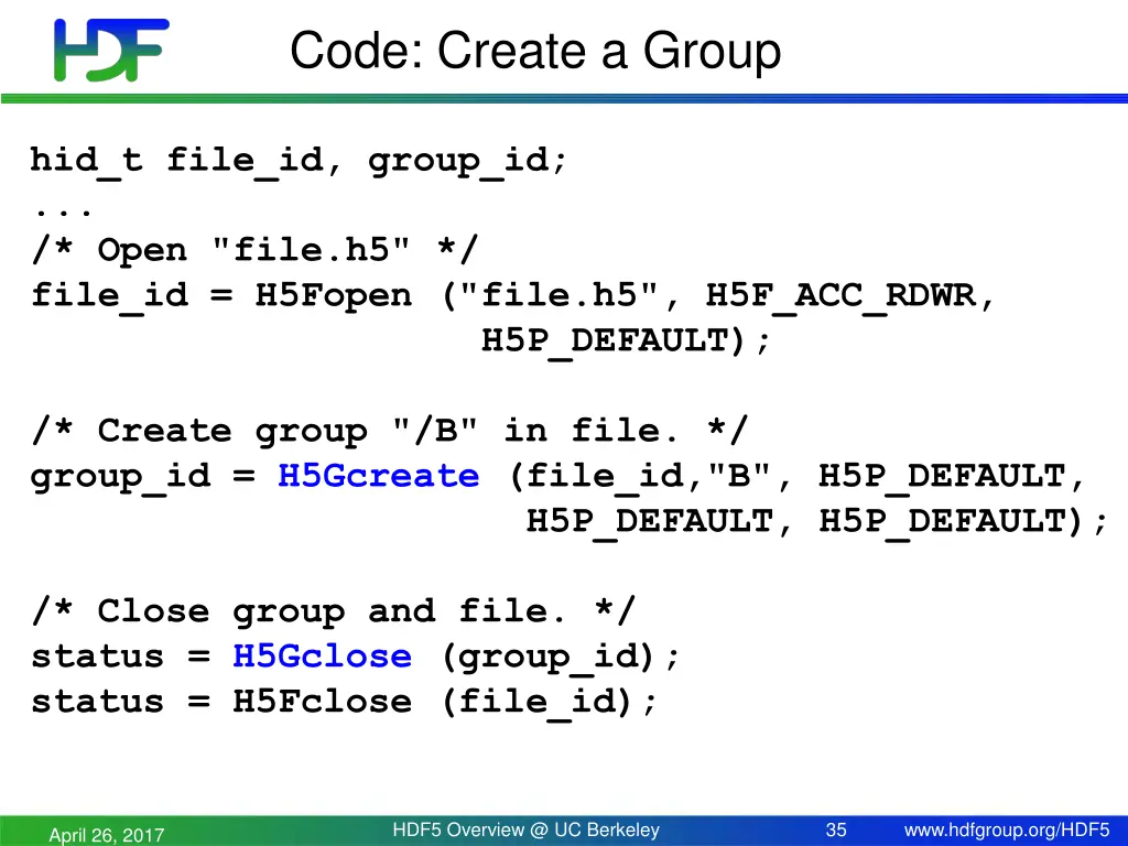 code create a group