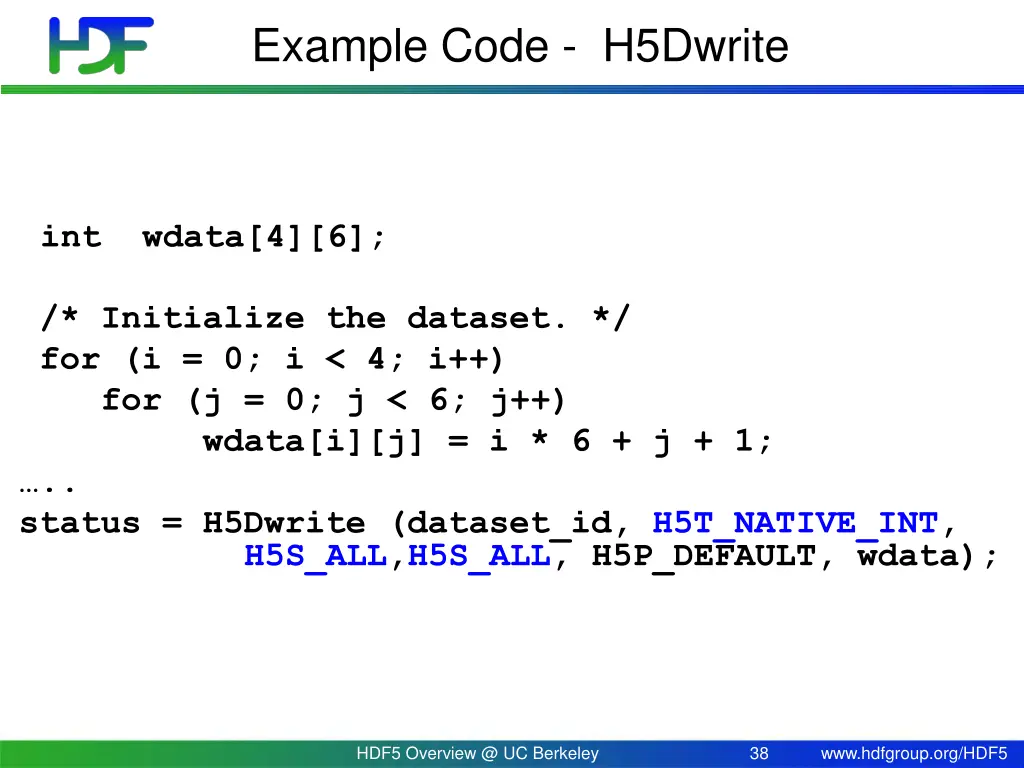 example code h5dwrite