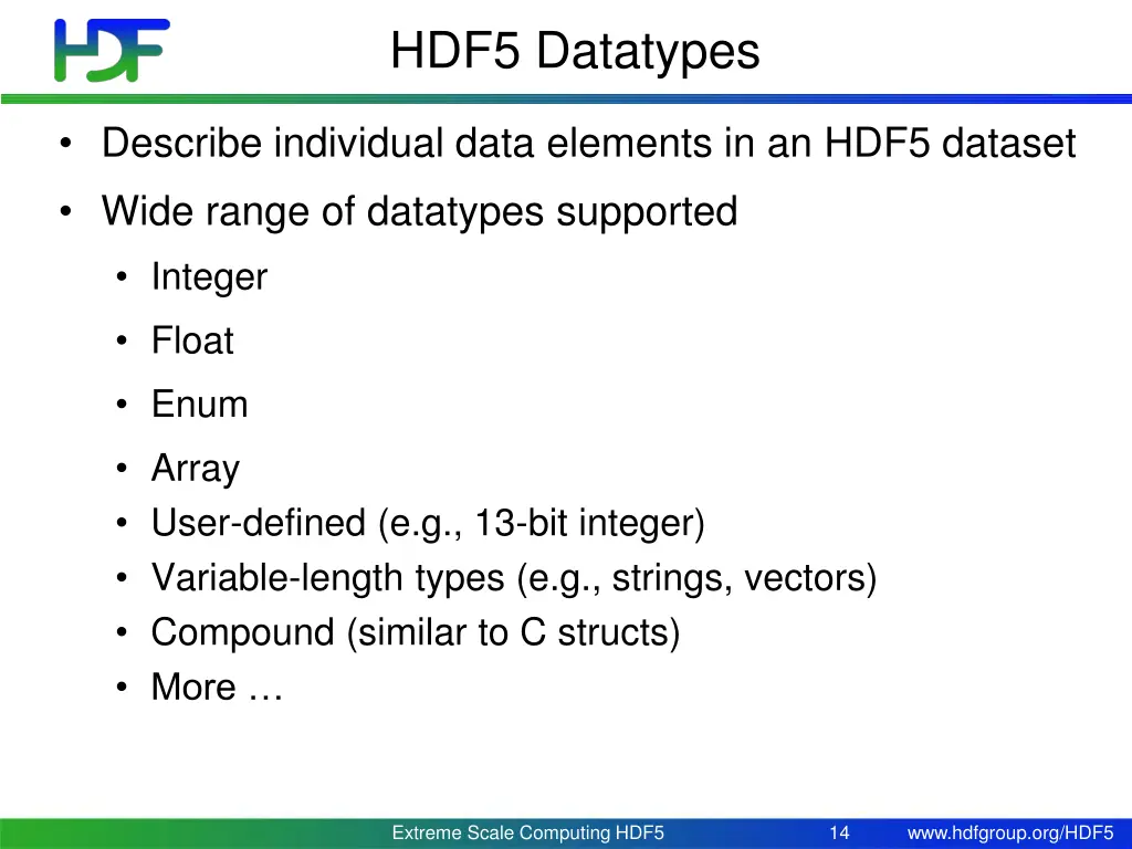hdf5 datatypes
