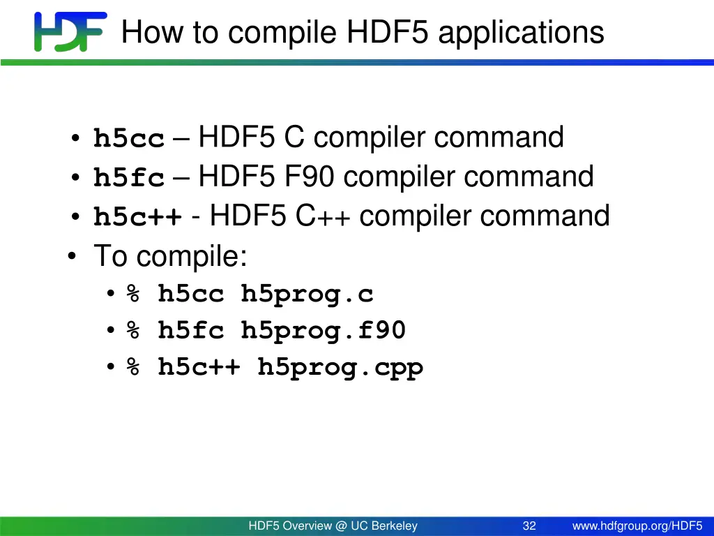 how to compile hdf5 applications