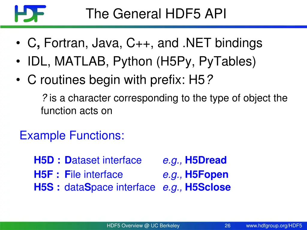 the general hdf5 api