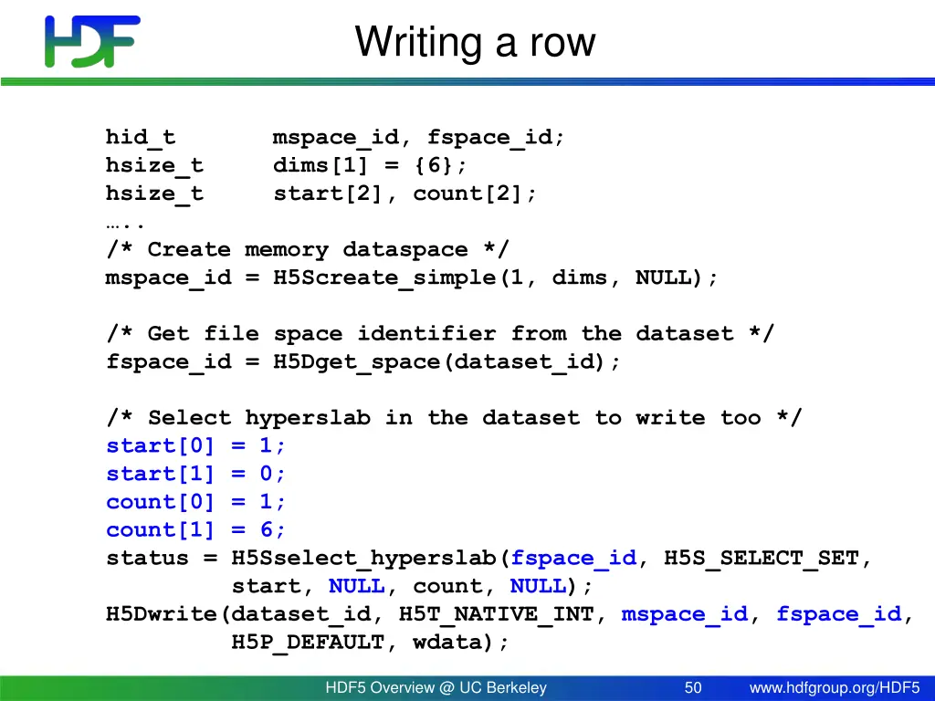 writing a row 1