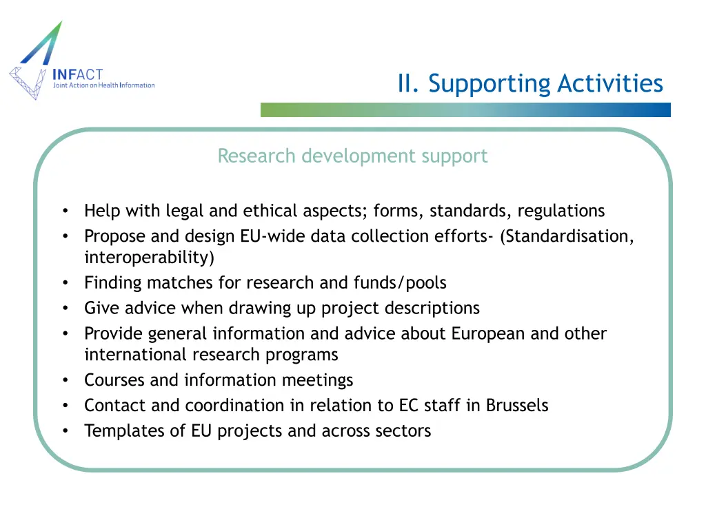 ii supporting activities