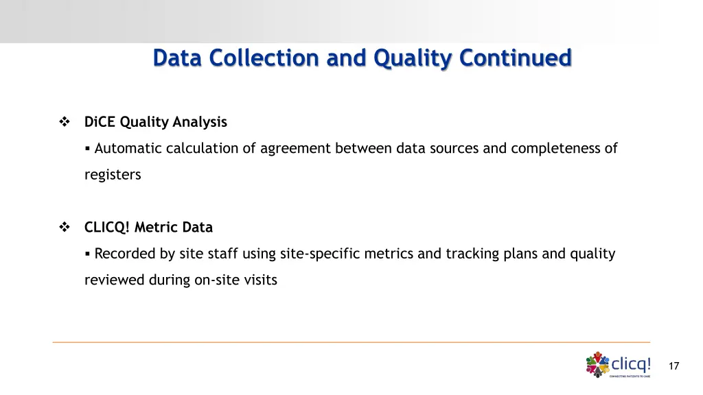 data collection and quality continued