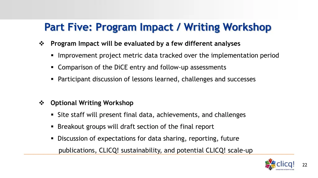part five program impact writing workshop