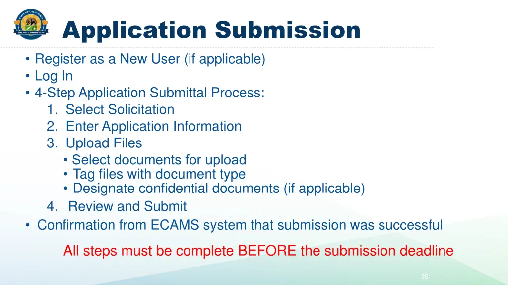 application submission register as a new user