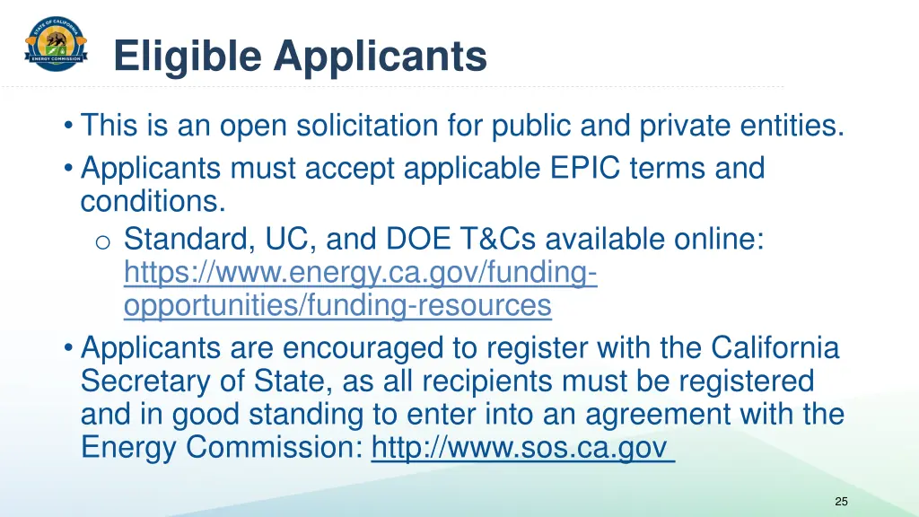 eligible applicants