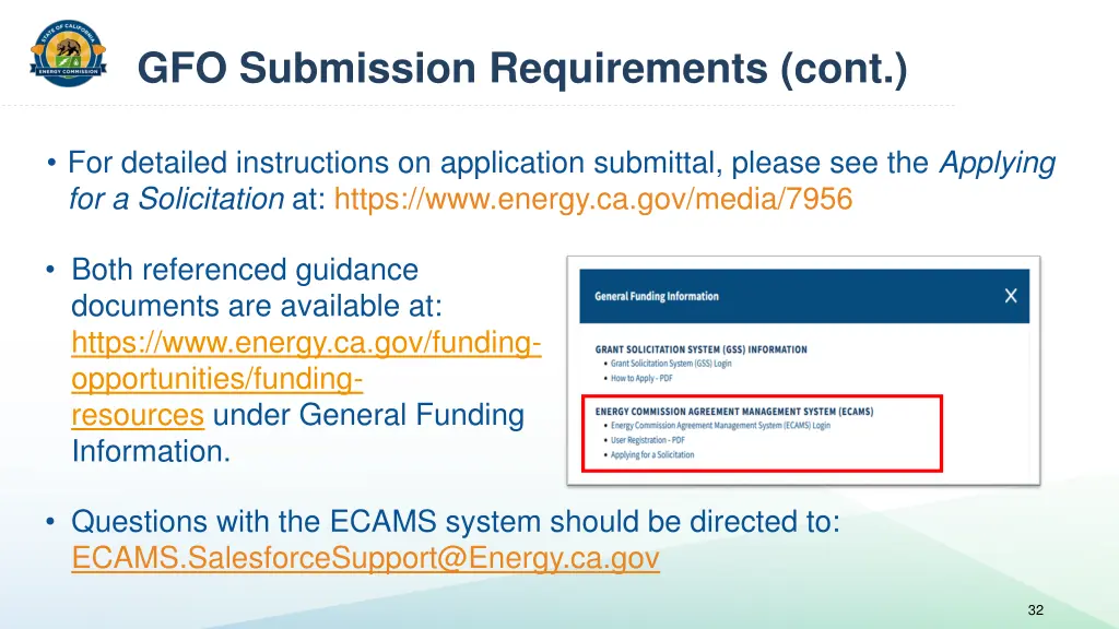 gfo submission requirements cont