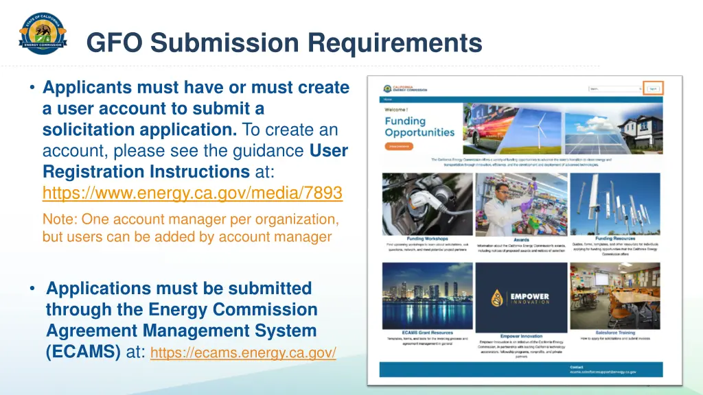 gfo submission requirements