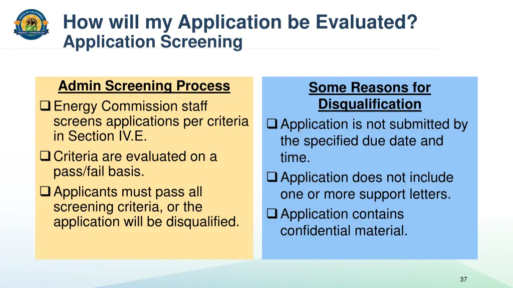 how will my application be evaluated application