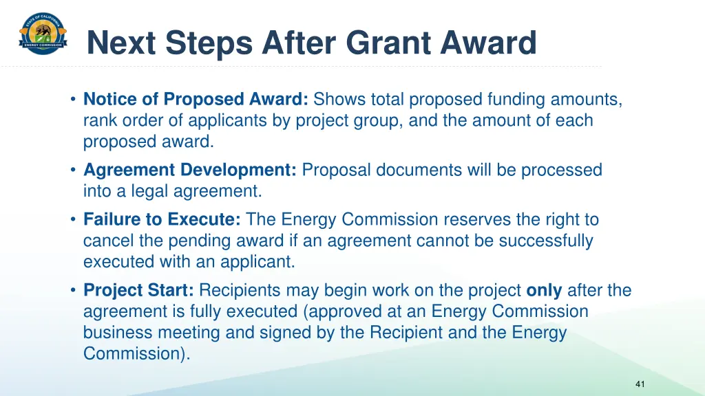 next steps after grant award