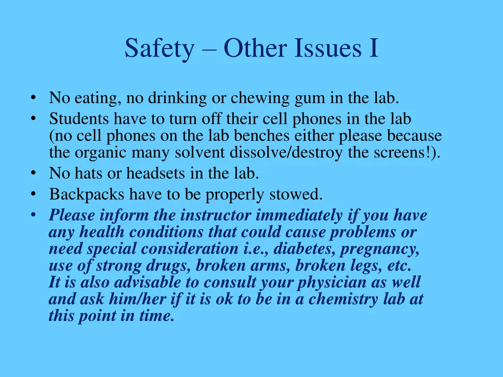 safety other issues i
