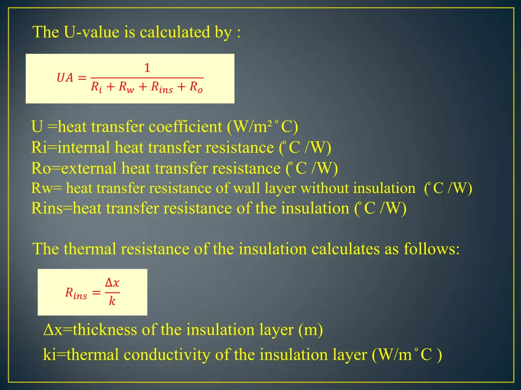 the u value is calculated by