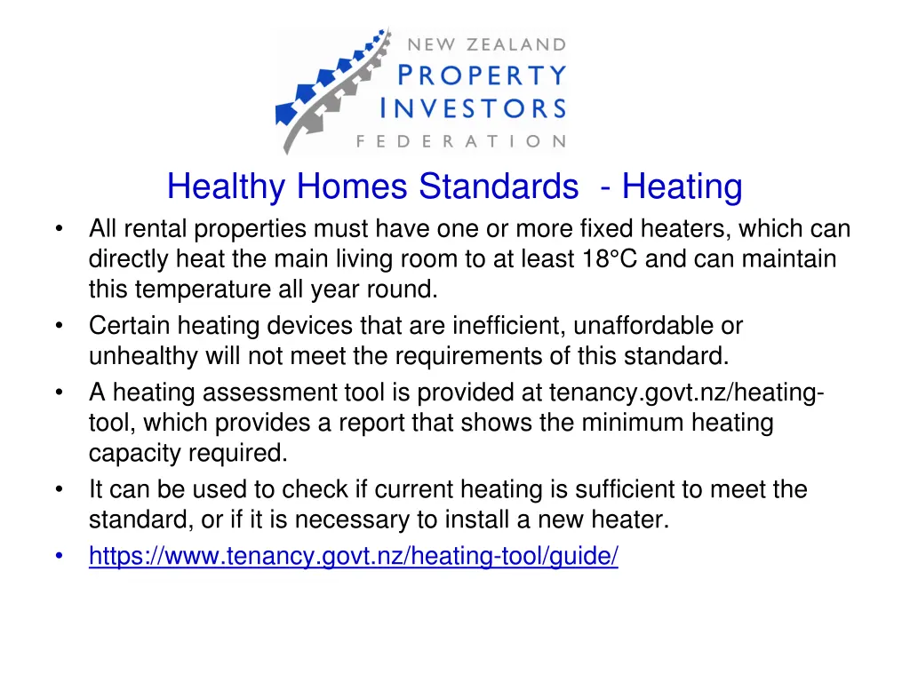 healthy homes standards heating all rental