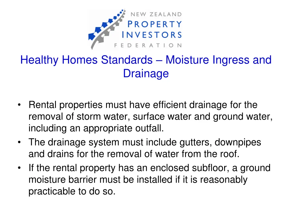 healthy homes standards moisture ingress