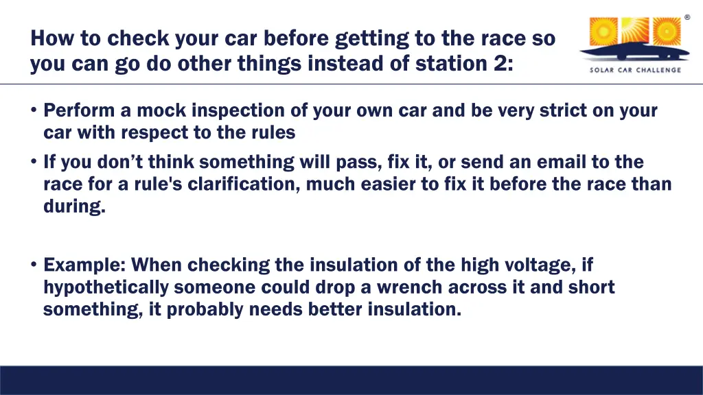 how to check your car before getting to the race