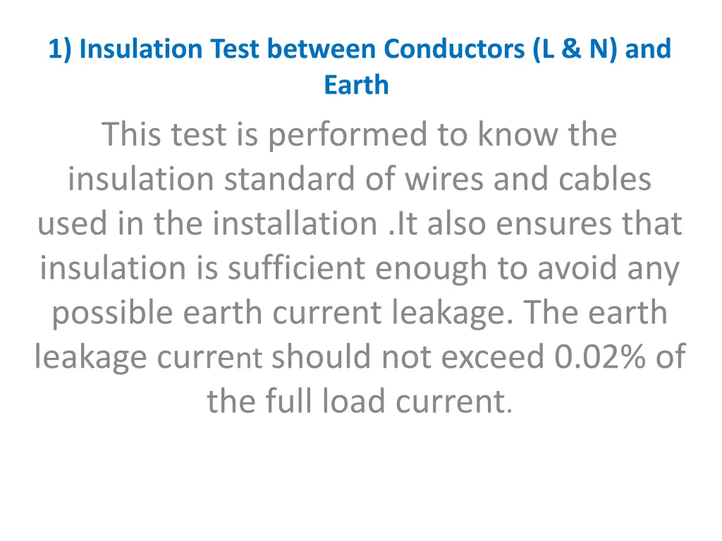 1 insulation test between conductors