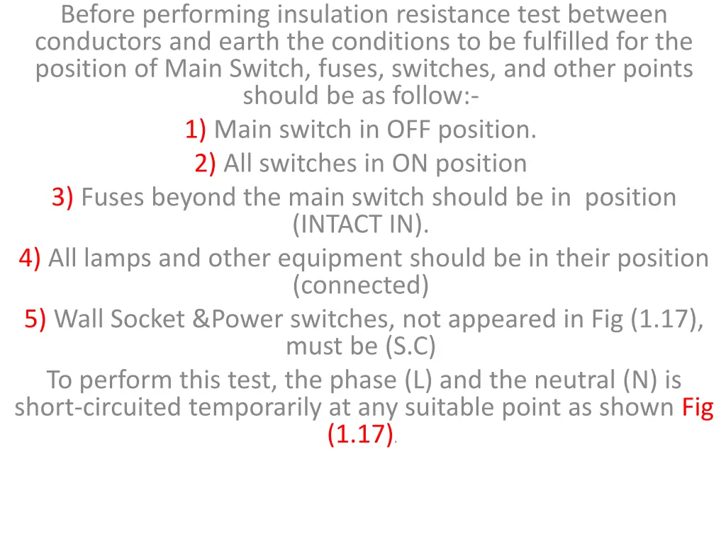 before performing insulation resistance test
