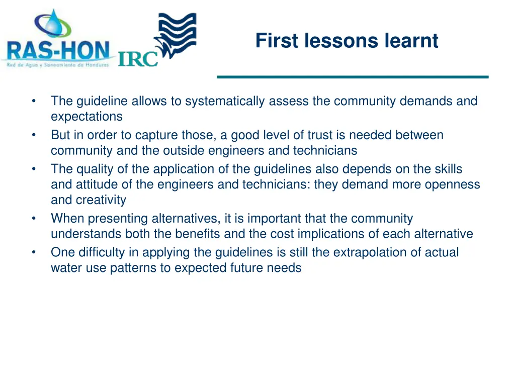 first lessons learnt