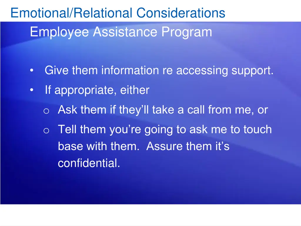 emotional relational considerations employee